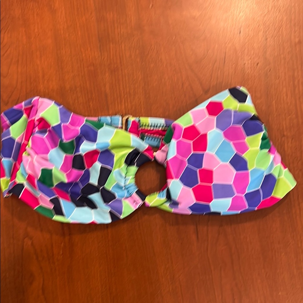 Mossimo stained glass pink blue 3 piece S bikini Top, M bottom & Tankini top - Picture 2 of 5